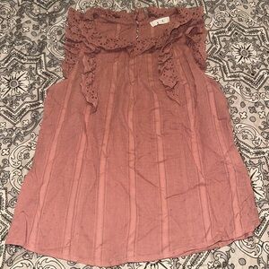 Dusty Rose Ruffled Sleeveless Top